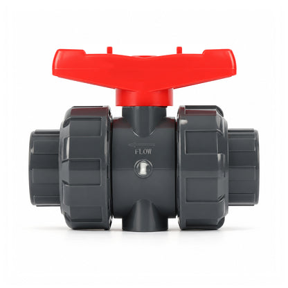 1/2" PVC True Union Ball Valve, Full Port, Slip Socket, Schedule 40 and 80 Compatible, 150 psi, PTFE Seat, EPDM O-Ring, 4 Pack