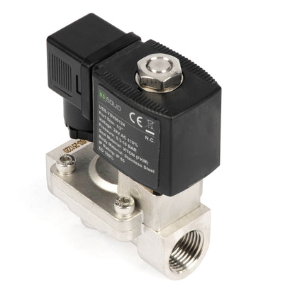 1/2" Stainless Steel  Solenoid Valve - 24V AC, Normally Closed, 4.4-232 PSI, VITON Seal
