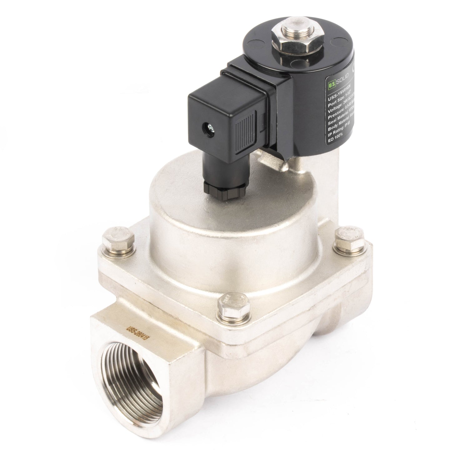Électrovanne haute température - Acier inoxydable 1-1/2", 725 PSI, 24 V CA, 150 °C (302 °F), normalement fermée, joint VITON
