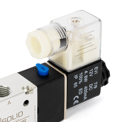 U.S. Solid 1/4인치 3방향 2위치 공압 솔레노이드 밸브, DC 12V, 상시 닫힘, 부속품 및 소음기 포함