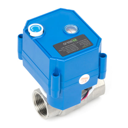 3/4" Motorized Ball Valve with Manual Function - 2 Wire Auto Return, Stainless Steel, 85-265V AC, Full Port, Normally Open