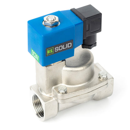 Válvula solenoide de alta presión - 1" de acero inoxidable, 100 bar, 24 V CC, válvula solenoide de alta presión y resistencia a altas temperaturas, 248 ℉