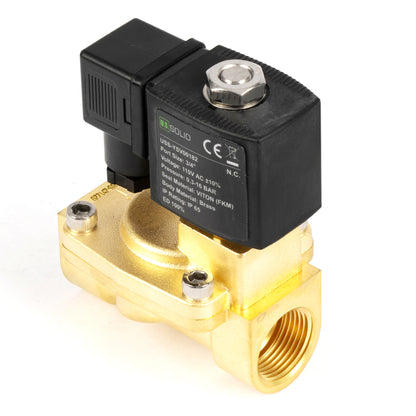 3/4" messing magneetventiel - 110V / 220V AC, normaal gesloten, 4,4-232 PSI, VITON-afdichting