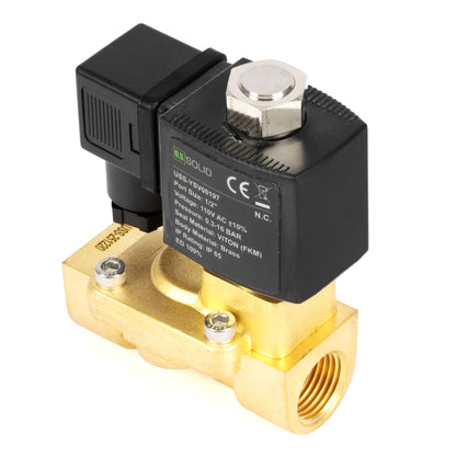 Ηλεκτρομαγνητική βαλβίδα ορείχαλκου 1/2" - 110V AC/220V AC, Κανονικά ανοιχτή, 4.4-232 PSI, Στεγανοποίηση VITON