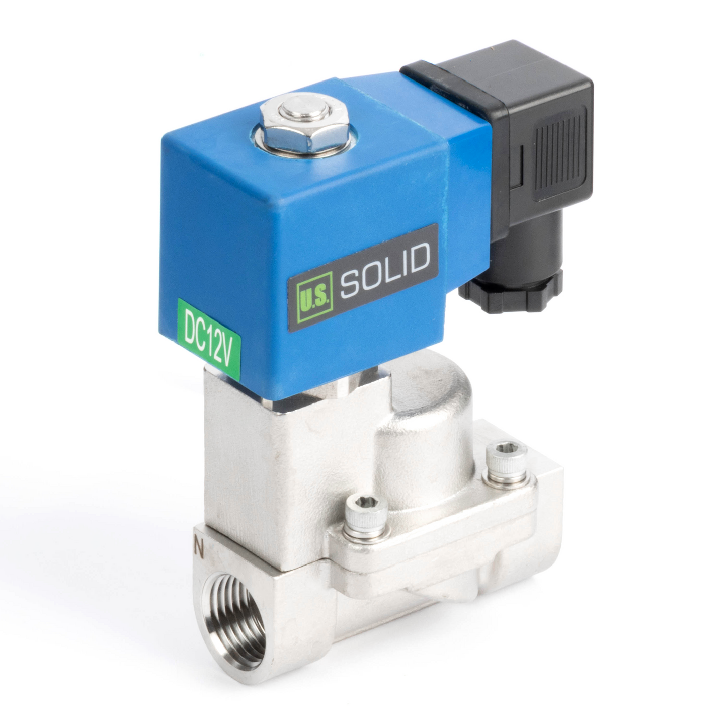 1/2" High Pressure Solenoid Valve - 0-50 bar Stainless Steel, 12V DC High-Pressure High-Temperature Solenoid Valve, 248°F, Viton Seal, Normally Closed
