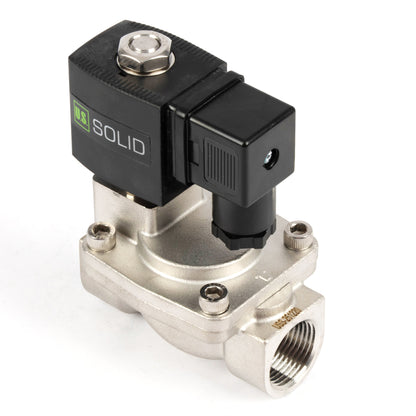 صمام لولبي من الفولاذ المقاوم للصدأ ¾ بوصة - 110 فولت / 220 فولت تيار متردد، مغلق عادةً، 4.4-232 رطل لكل بوصة مربعة، مانع تسرب من الفيتون