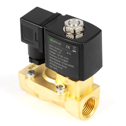 Ηλεκτρομαγνητική βαλβίδα ορείχαλκου 1/2" - 12V DC, Κανονικά κλειστή, 4.4-232 PSI, Σφραγίδα VITON