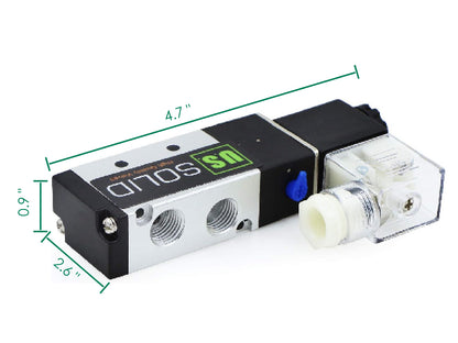 1/4" 5 Way 2 Position Pneumatic Electric Solenoid Valve AC 110 V, Normally Closed