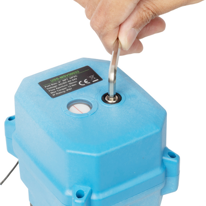 2" UPVC Motorized Ball Valve, Full Port, 9–24V AC/DC, 2-Wire Auto Return, IP67, Normally Closed with Manual Reset