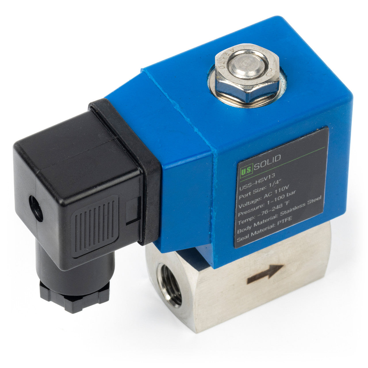 High Pressure Solenoid Valve - 1/4" Stainless Steel 100 bar, 110V AC High-Pressure High-Temperature Resistance Solenoid Valve, 248℉