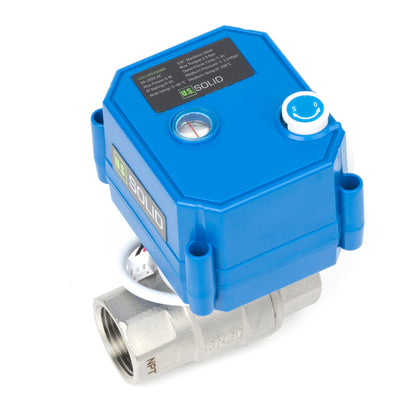 3/4" Motorized Ball Valve with Manual Function - 2 Wire Auto Return, Stainless Steel, 85-265V AC, Full Port, Normally Open