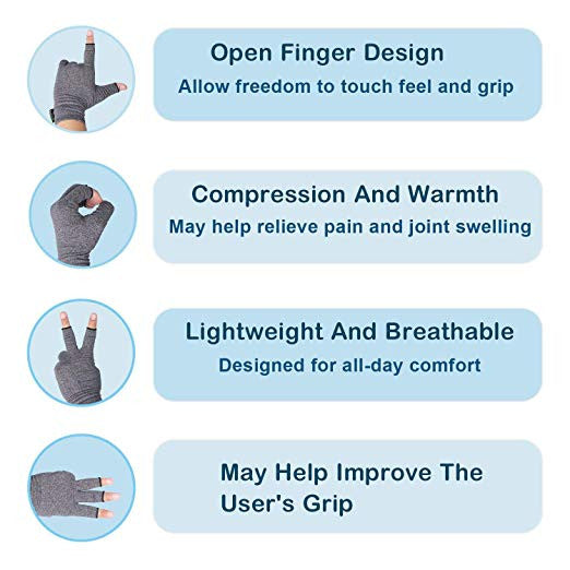 Compression Gloves- Relieve Arthritis Pain, Large(Dia. of palm > 4")