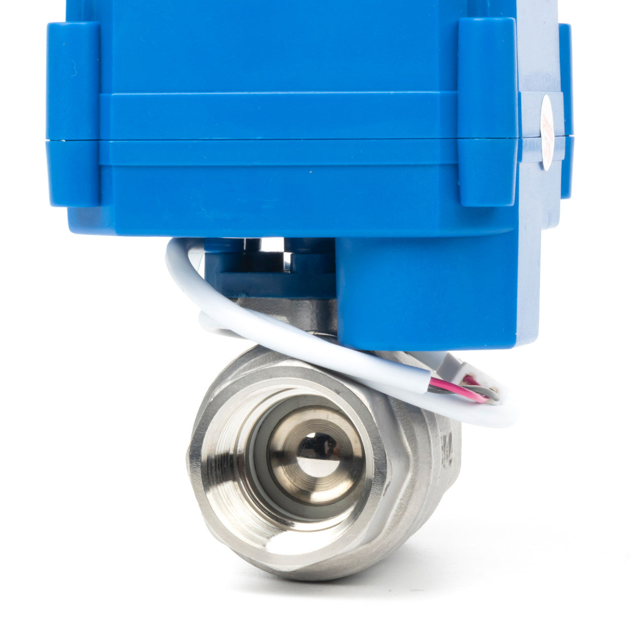 3/4" Motorized Ball Valve with Manual Function - 2 Wire Auto Return, Stainless Steel, 85-265V AC, Full Port, Normally Closed