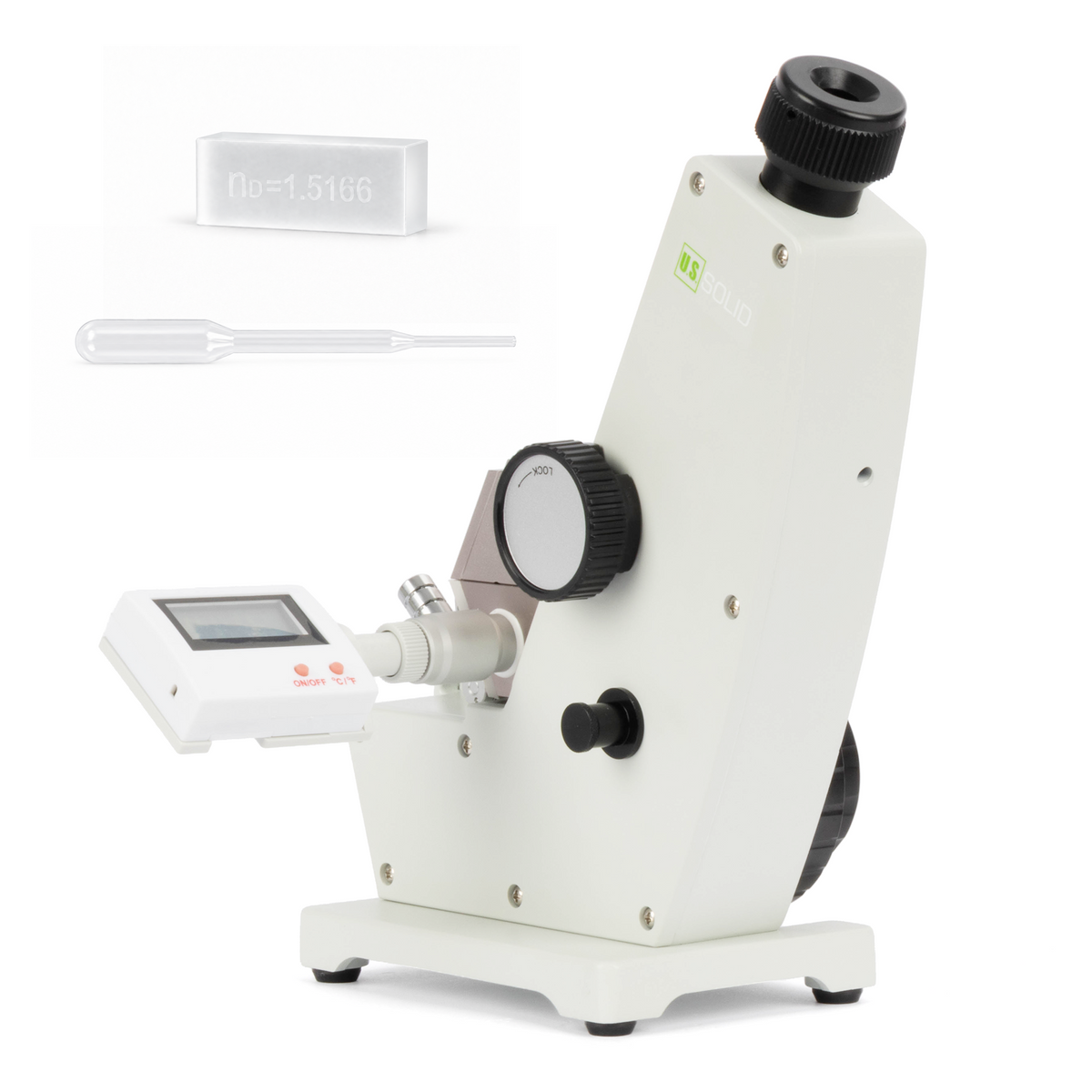Abbe Refractometer, 1.3000-1.7000 nD, ±0.0002 nD, 0-95% Brix