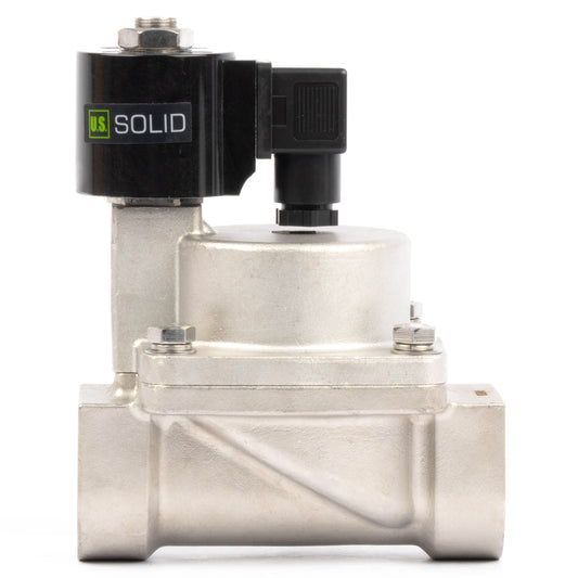 High Temperature Solenoid Valve - 1-1/2" Stainless Steel, 725 PSI, 110V/220V AC, 302°F (150°C), Normally Closed, VITON Seal