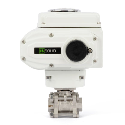 1/2" Electric Actuated Ball Valve, 110V AC Heavy Duty 3-Piece Industrial Ball Valve,304SS, ON/OFF Type, Dry Contact