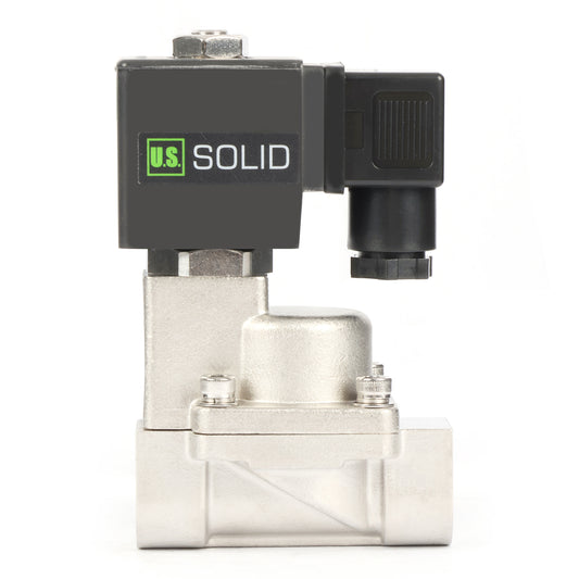 High Temperature Solenoid Valve - 1/2" Stainless Steel, 392℉, 12V DC, Normally Closed, PTFE Seal