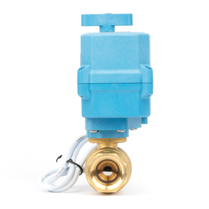3/4" Quick-Release Motorized Ball Valve - Brass, DC12~24V/AC24V, 2-Wire Auto-Return with Manual Override, IP67