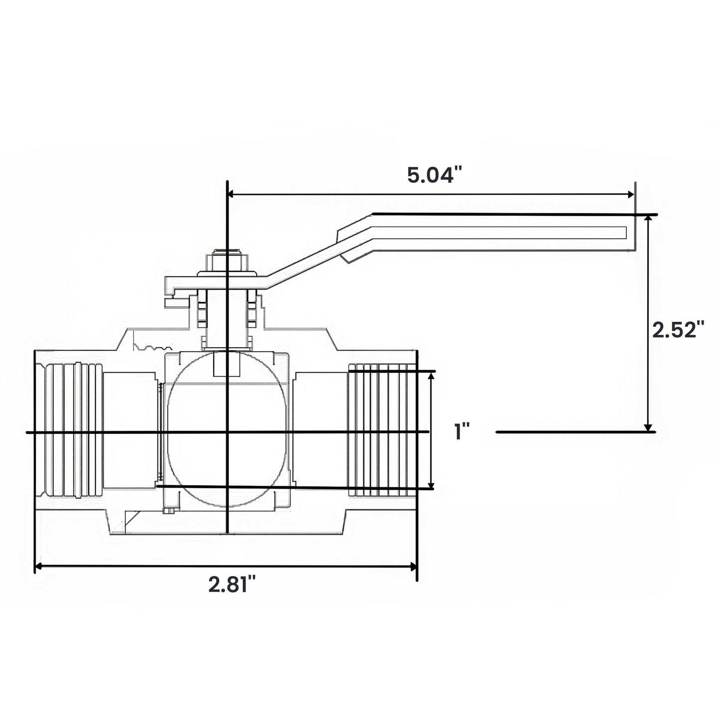 1英寸球阀 - 304不锈钢内螺纹球阀，全通径