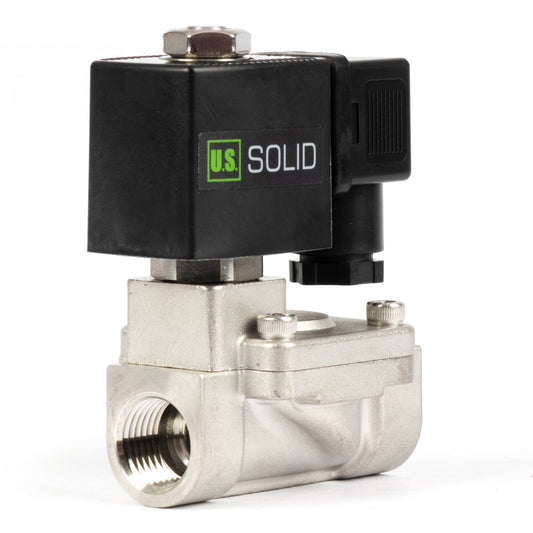Injap Solenoid Keluli Tahan Karat 1/2" - 12V DC, Biasanya Terbuka, 4.4-232 PSI, Meterai VITON