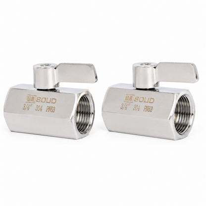 3/4" Mini Ball Valve 304 Stainless Steel Female Thread 2PCS
