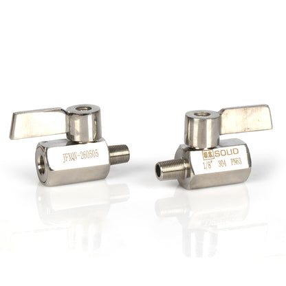 1/8" minikuleventil 304 rustfritt stål innvendig × utvendig gjenge 2 stk