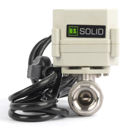 Válvula de bola motorizada de 1/2" y 2 vías con temporizador - Acero inoxidable 304. Válvula de drenaje automática con control de tiempo de 00:00 a 99:59:59, IP67, CA/CC 9–24 V.