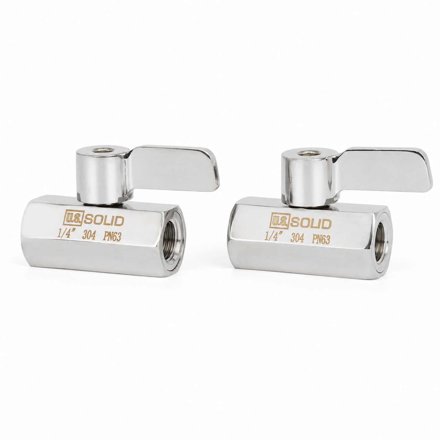 1/4" Mini Ball Valve 304 Stainless Steel Female Thread 2PCS
