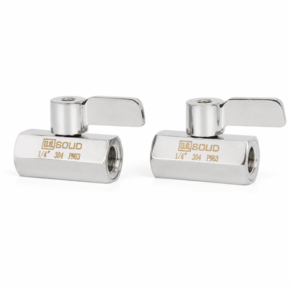 1/4" Mini Ball Valve 304 Stainless Steel Female Thread 2PCS