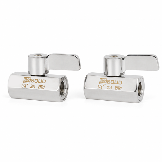 1/4" Mini Ball Valve 304 Stainless Steel Female Thread 2PCS