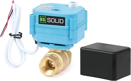 1/2" Brass Motorized Ball Valve with Waterproof Cover, 9-24V AC/DC, Full Port, IP67, 2 Wire Auto Return, Normally Closed