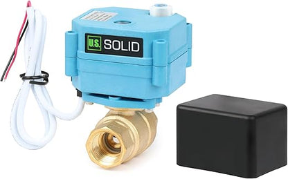 1/2" Brass Motorized Ball Valve with Waterproof Cover, 9-24V AC/DC, Full Port, IP67, 2 Wire Auto Return, Normally Closed