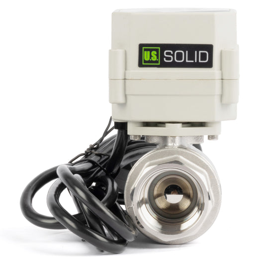 Válvula de bola motorizada de 3/4" de 2 vías con temporizador - Válvula de drenaje automática de acero inoxidable 304 con control de temporización de 00:00–99:59:59, IP67, CA/CC 9–24 V
