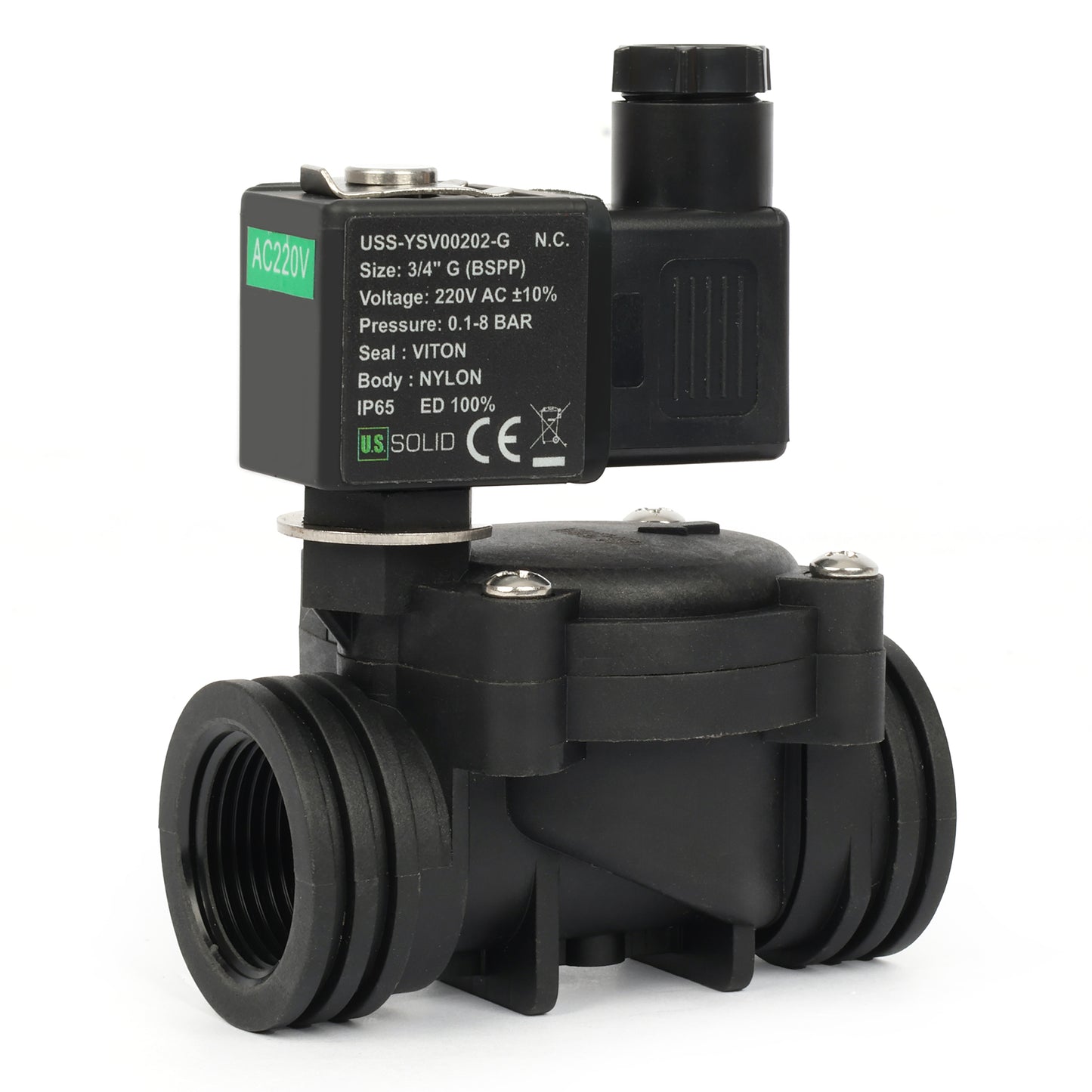 1/2인치 스테인리스 스틸 솔레노이드 밸브 - 110V/220V AC, 상시 개방형, 4.4-232 PSI, VITON 씰