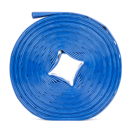 2인치 x 100피트 강화 PVC 평면 호스 - 90 PSI, 1.6mm 두께, 호스 클램프 4개 포함 (피팅 미포함)