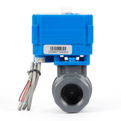 3/4” UPVC 电动球阀 - 两线自动回位带手动功能，9-36V AC/DC，常闭式