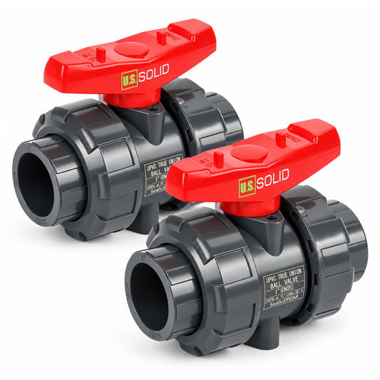1" PVC Gerçek Rakorlu Küresel Vana, Tam Geçişli, Kayar Soket, Schedule 40 ve 80 Uyumlu, 150 psi, PTFE Conta, EPDM O-Ring, 2'li Paket