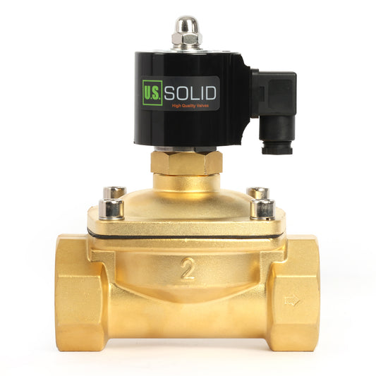 2" Solenoid Valve - 12V DC Electric Solenoid Valve, Brass, Normally Open, VITON SEAL