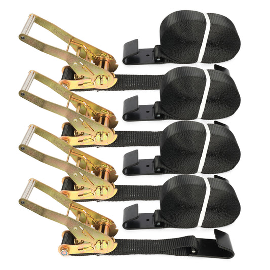 4-Pack 2 in x 29.5 ft Ratchet Tie Down Straps, 10,000 lb Break Strength, Double Flat Plate Hooks