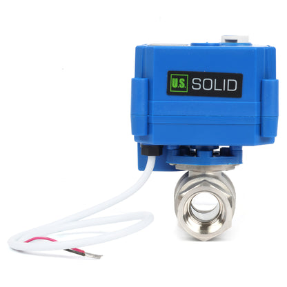 Motorized Ball Valve- 1/2" Stainless Steel Ball Valve with Manual Function, Full Port, 9-24V AC/DC and 2 Wire Auto Return Setup, Normally Open