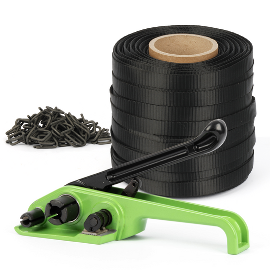 U.S. Solid パレット梱包ツール、3/4インチ x 1640フィートの織りコード、300個の金属バックル