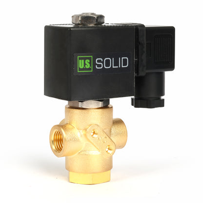 1/4" messinkinen 3-tie solenoidiventtiili - 12 V DC 2 asentoa