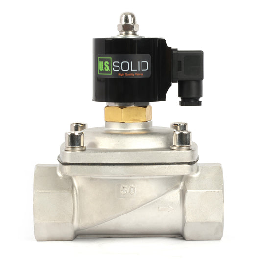 2" Solenoid Valve - Stainless Steel 12V DC Electric Solenoid Valve , Normally Open, Viton Seal