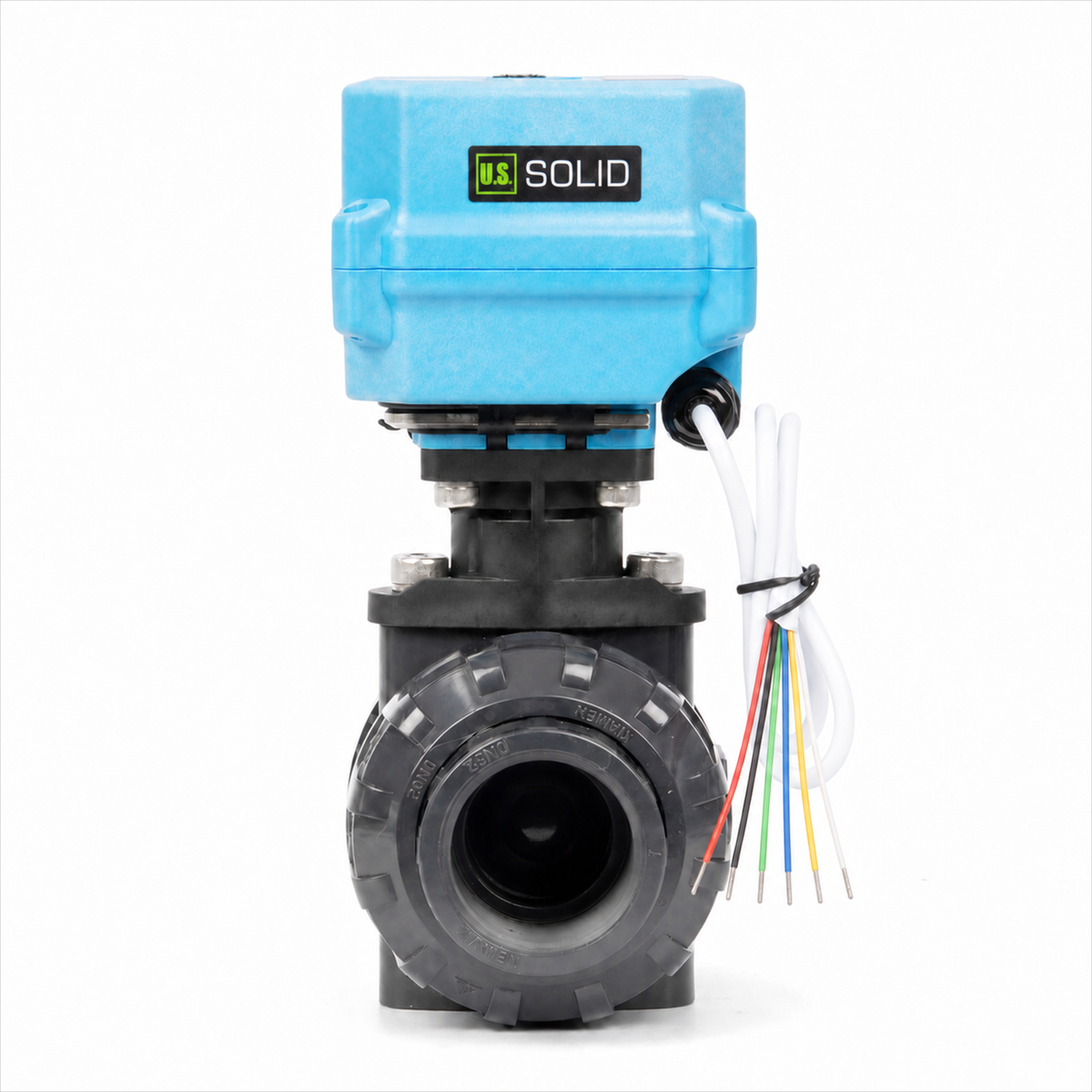 1-1/4" proporsjonal motorisert kuleventil, UPVC modulerende strømningskontrollventil, 4-20mA inngang/tilbakemelding, DC 12-24V, 6-leder, IP67 full port for HVAC-automatisering