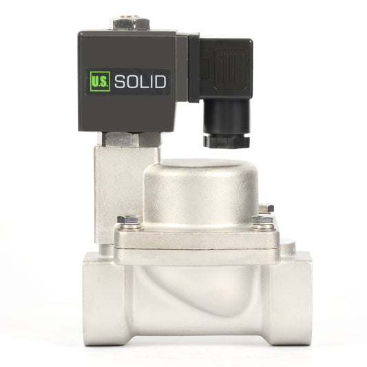 High Temperature Solenoid Valve - 1" Stainless Steel, 392℉, 12V DC, Normally Closed, PTFE Seal