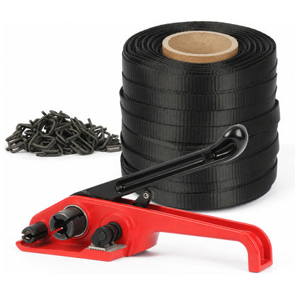 Kit de flejado con cordón tejido de 3/4", kit de tensor para herramientas de embalaje de palets