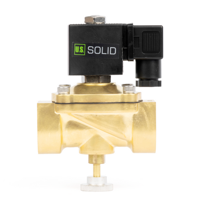 Válvula solenoide elétrica de latão de 3/4", acionamento manual, normalmente fechada, 24 V CA