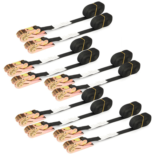 1"x20ft Endless Tie Down Ratchet Straps 10-Pack 600lb WLL Hookless