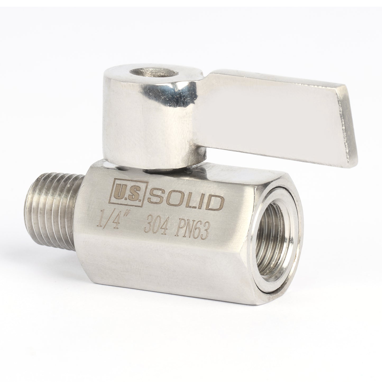 U.S. Solid 2个 1/4" 迷你球阀 304 不锈钢 内螺纹 × 外螺纹 NPT 螺纹