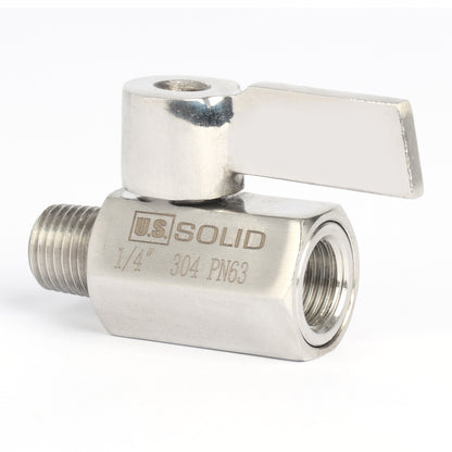 U.S. Solid 2个 1/4" 迷你球阀 304 不锈钢 内螺纹 × 外螺纹 NPT 螺纹